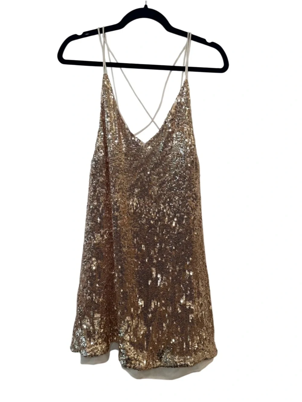 Free People Sequin Mini Dress – Rose Gold Glam